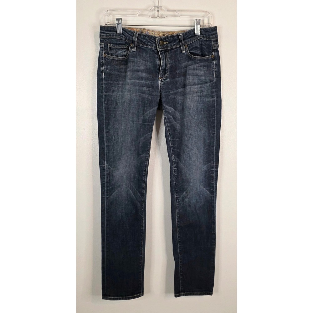 Paige Jimmy Jimmy Skinny Jeans Dark Wash Denim Floral Waistband Size 28